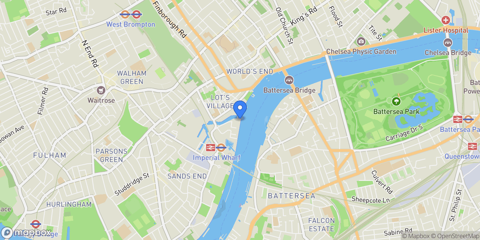 Map showing Chelsea Waterfront, London, SW10, London, England, United Kingdom.