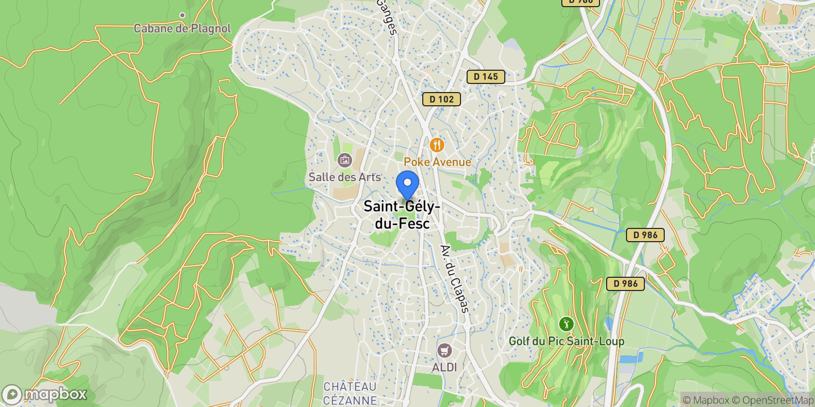 Map showing Saint-Gély-du-Fesc, Saint-Gély-du-Fesc, Saint-Gély-du-Fesc, Occitanie, France.