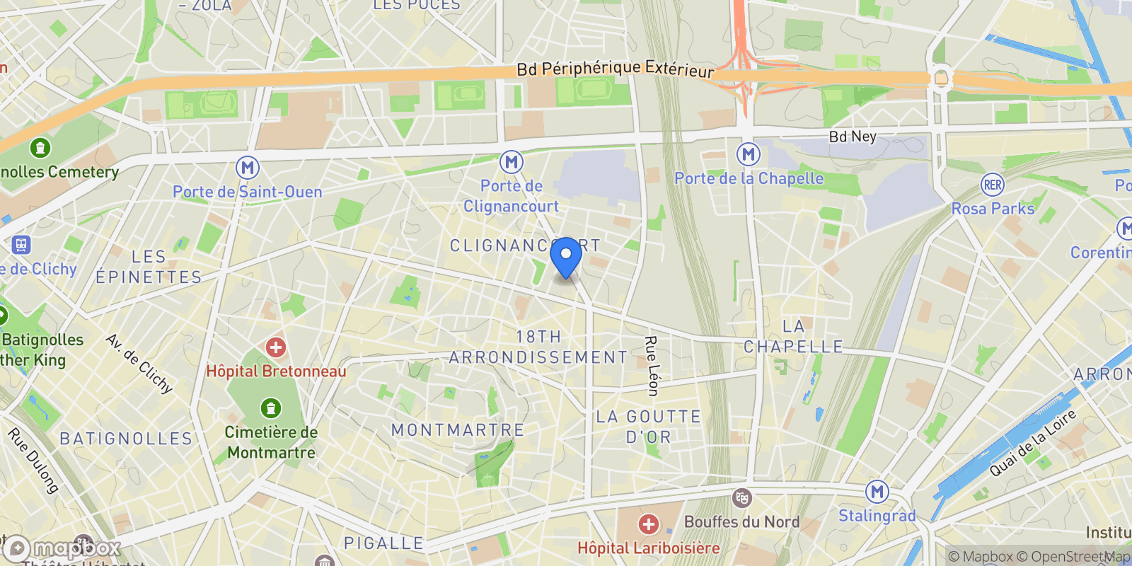 Map showing Paris, Île-de-France, France.