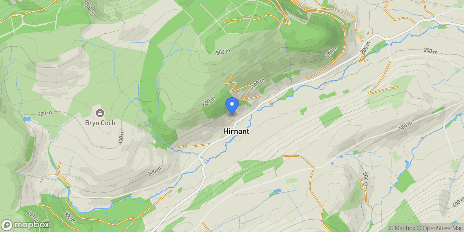 Map showing Hirnant, Oswestry, SY10, Hirnant, Wales, United Kingdom.