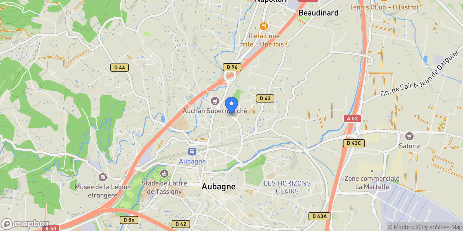Map showing Aubagne, Aubagne, Aubagne, Provence-Alpes-Côte d'Azur, France.