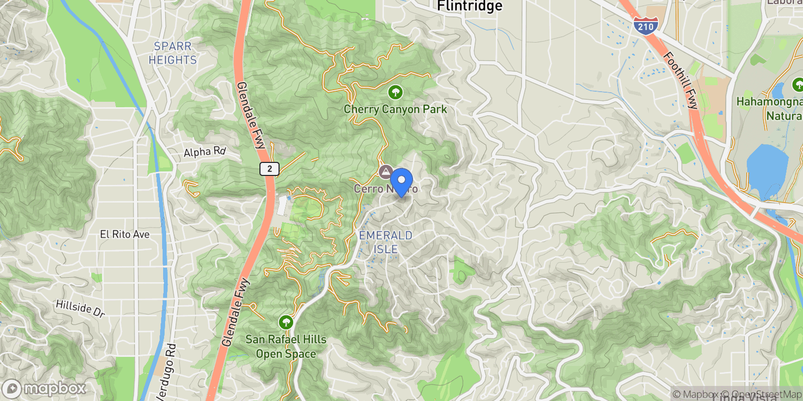 Map showing 2427 Flintridge Drive, Glendale, California, United States.