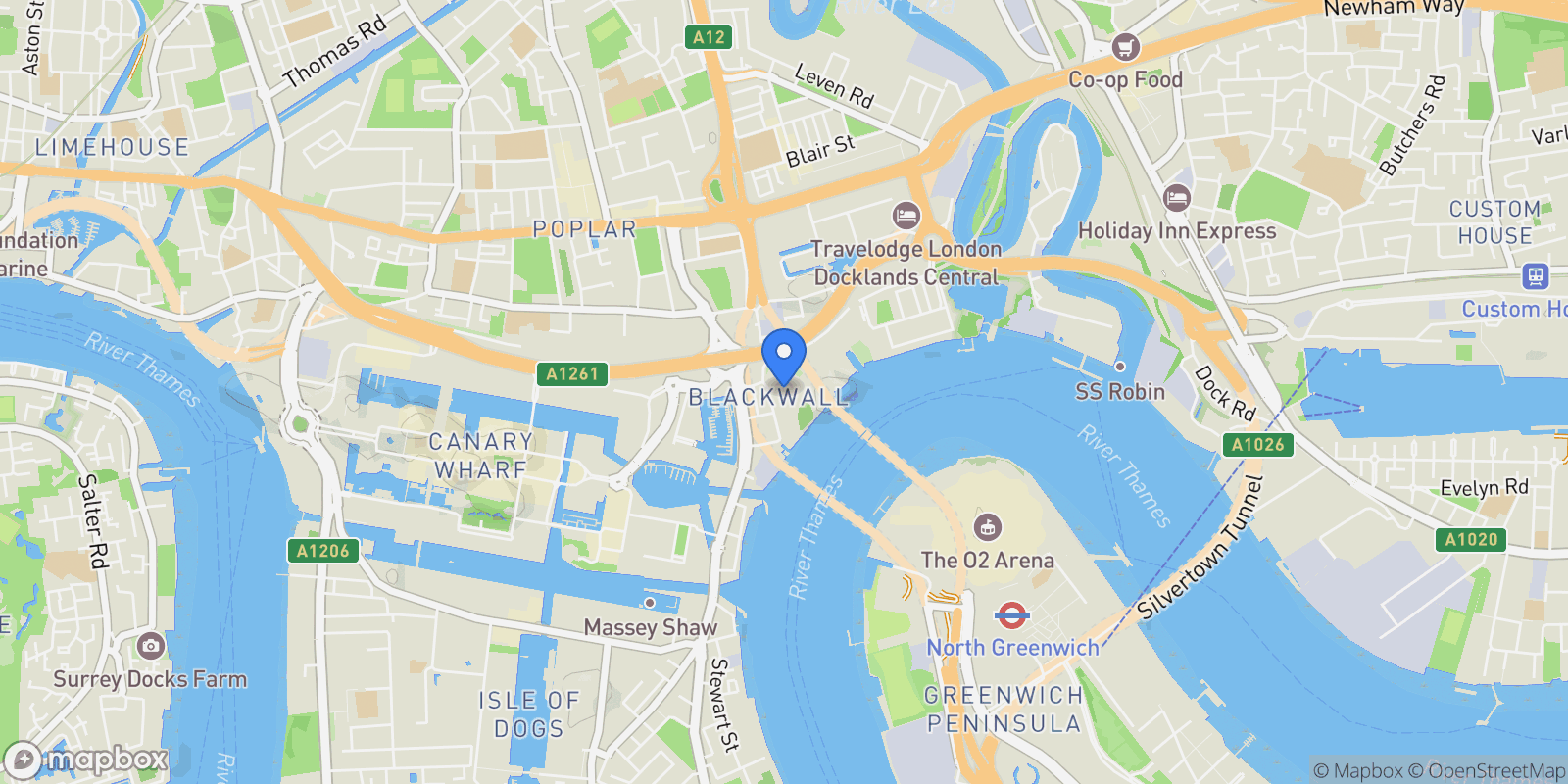 Map showing Biscayne Avenue, London, E14, London, England, United Kingdom.