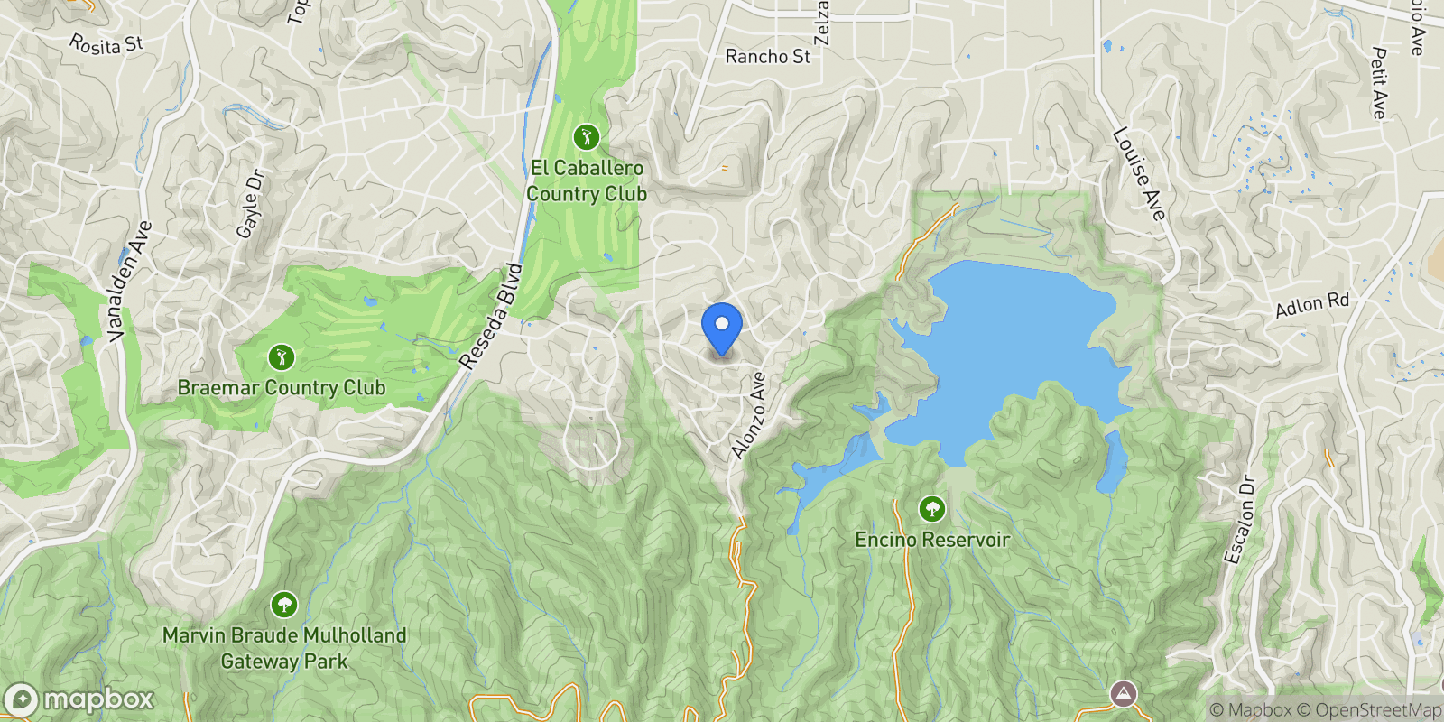 Map showing 18101 Green Meadow Drive, Los Angeles, California, United States.