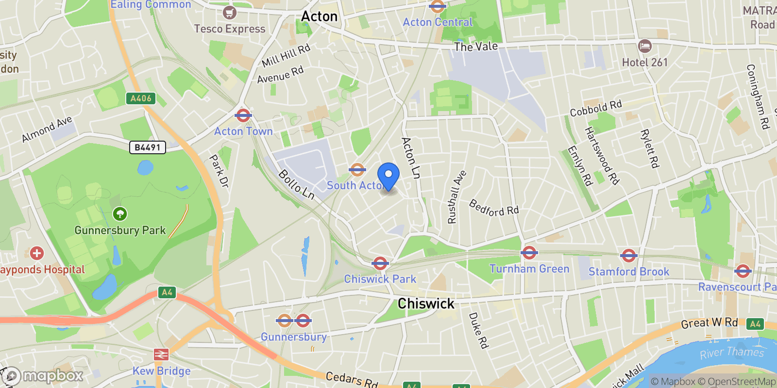 Map showing Rothschild Road, London, W4, London, England, United Kingdom.