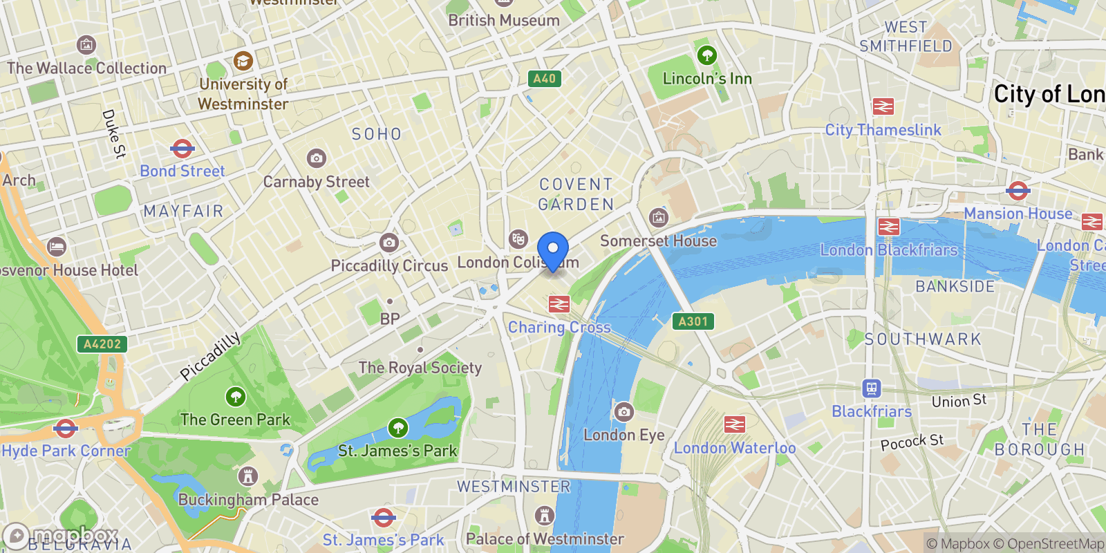 Map showing John Adam Street, London, WC2N, London, England, United Kingdom.