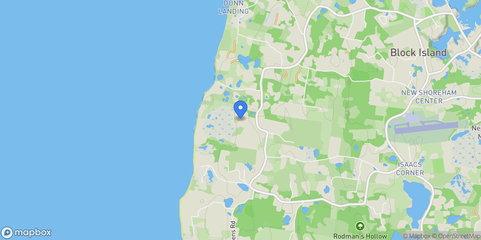 Map showing 1596 West Side Road, New Shoreham, Rhode Island, United States.