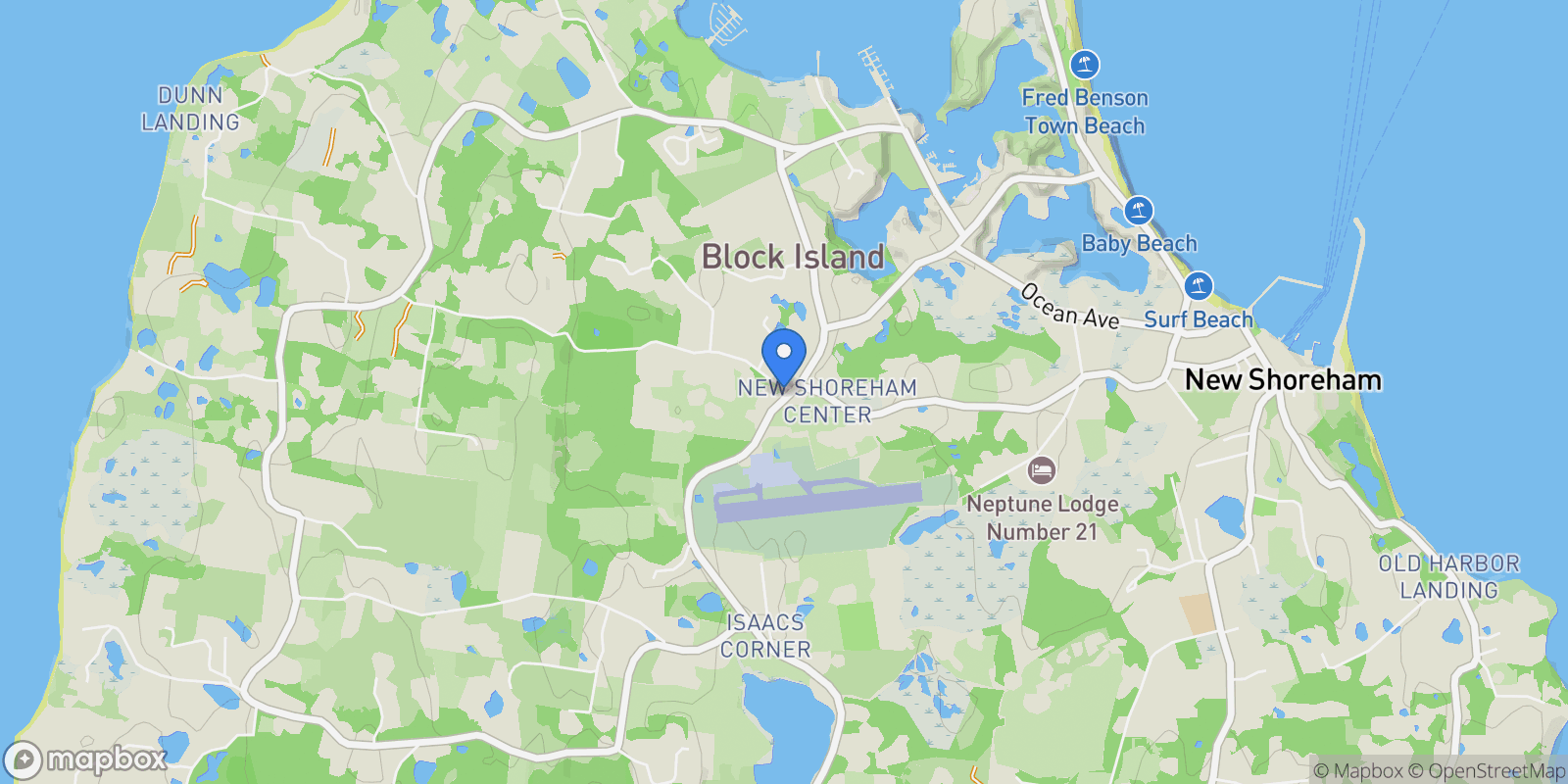 Map showing 557 Center Road, New Shoreham, Rhode Island, United States.