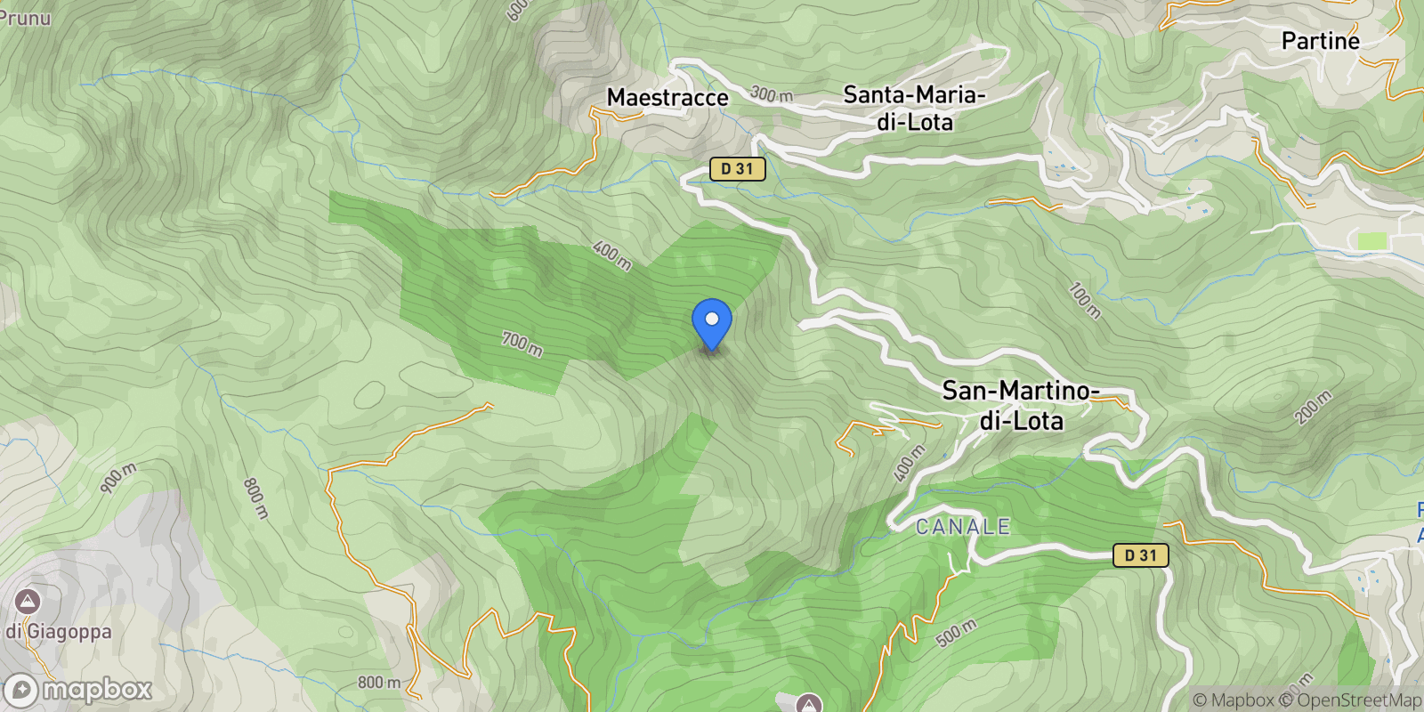 Map showing Bastia, Bastia, Ville-di-Pietrabugno, Corsica, France.