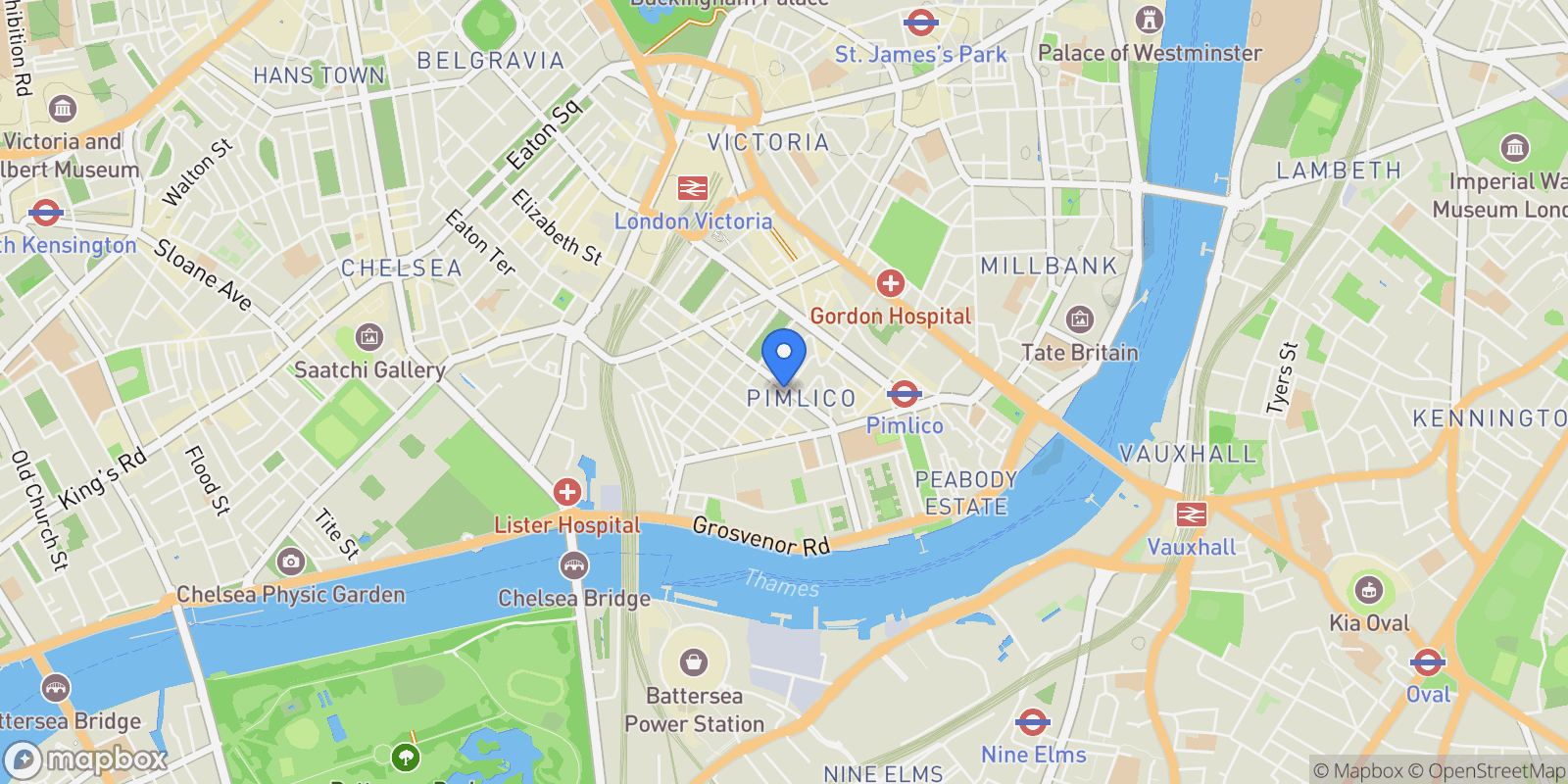 Map showing St Georges Drive, London, SW1V, London, England, United Kingdom.