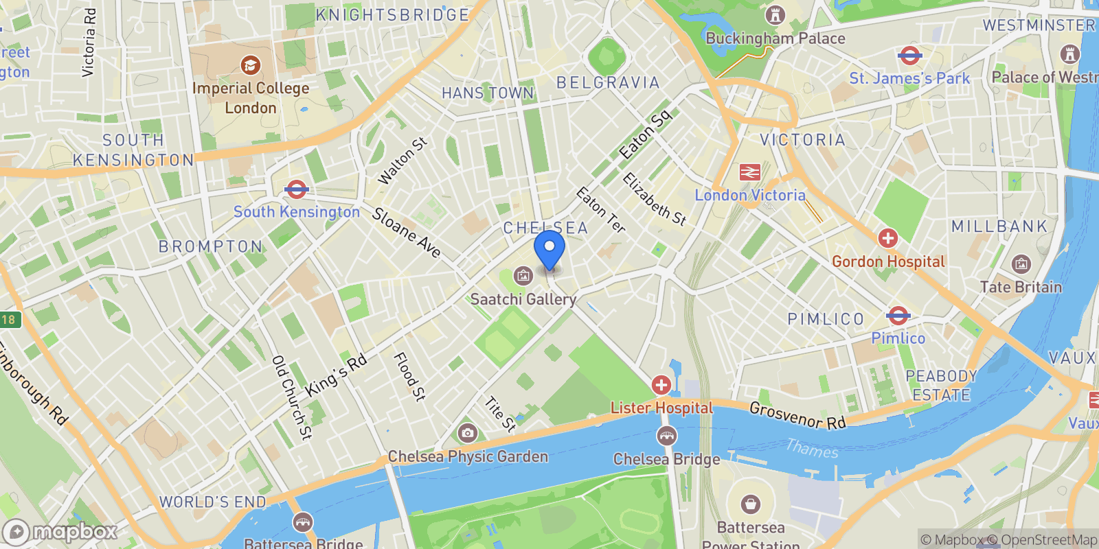 Map showing Lower Sloane Street, London, SW1W, London, England, United Kingdom.