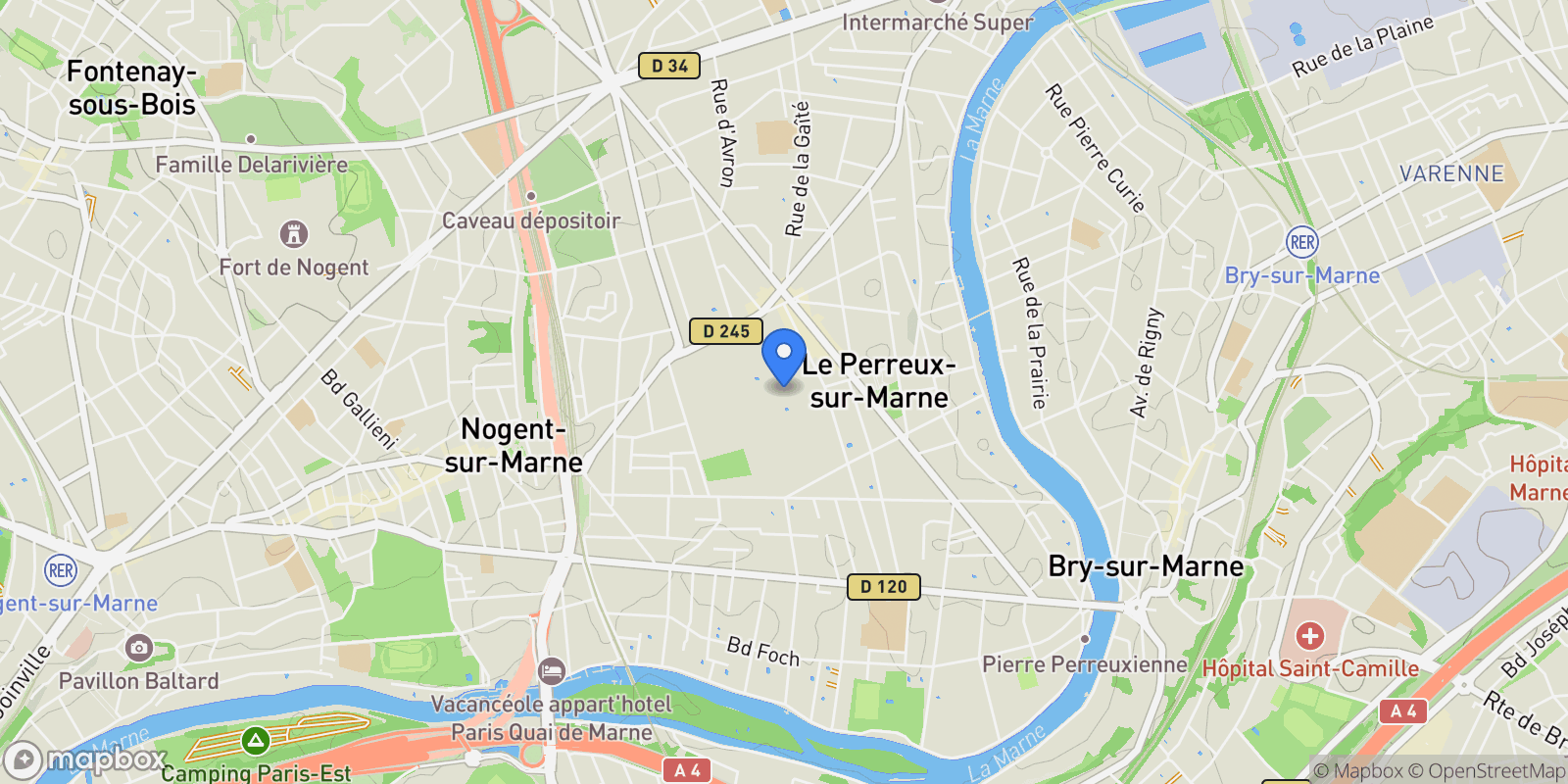 Map showing Le Perreux-sur-Marne, Le Perreux-sur-Marne, Le Perreux-sur-Marne, Île-de-France, France.