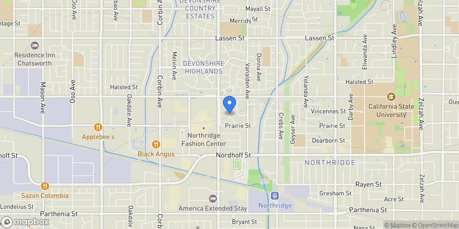 Map showing 9356 Beckford, Los Angeles, California, United States.