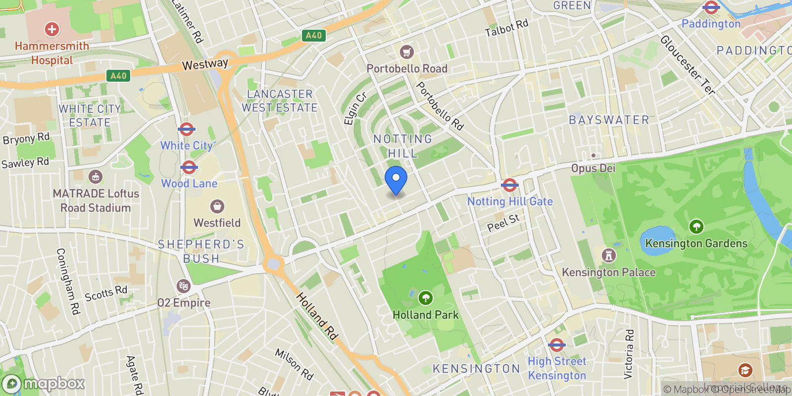 Map showing Lansdowne Road, London, W11, London, England, United Kingdom.