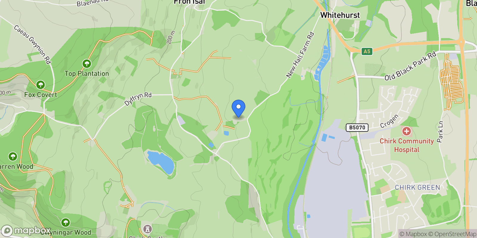 Map showing Chirk, LL14, Chirk, Wales, United Kingdom.