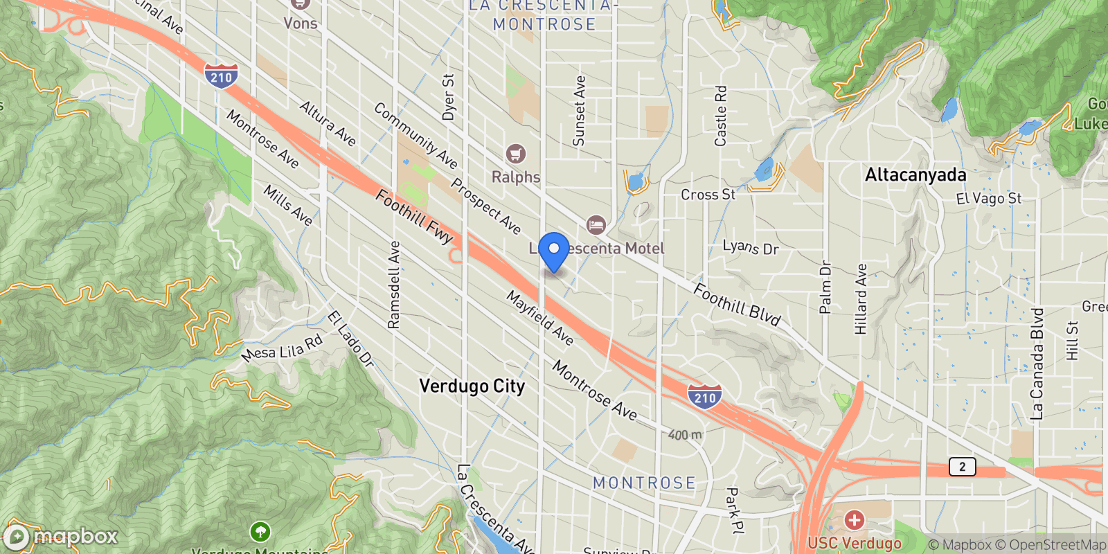 Map showing 2544 Evelyn Street, La Crescenta-Montrose, California, United States.
