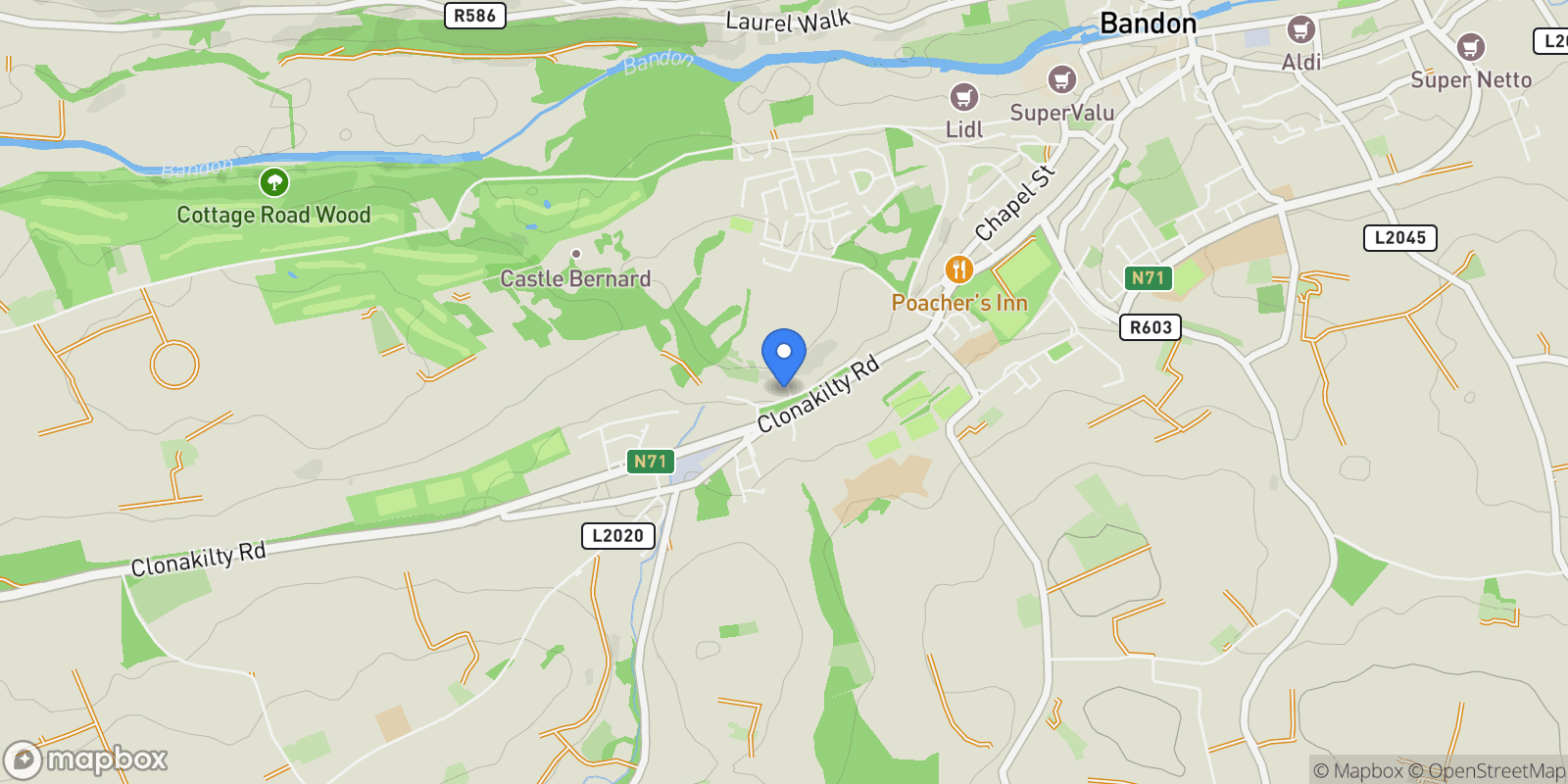 Map showing Gully, Bandon, Co. Cork, P72 P281, Ireland, Bandon, County Cork, Ireland.