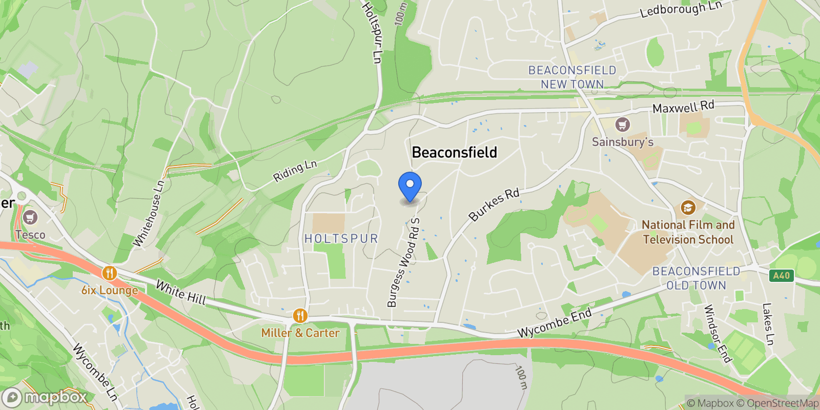 Map showing Burgess Wood Grove, Beaconsfield, HP9, Beaconsfield, England, United Kingdom.