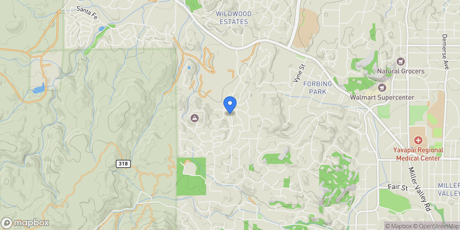 Map showing 1476 Sierry Peaks Drive, Prescott, Arizona, United States.