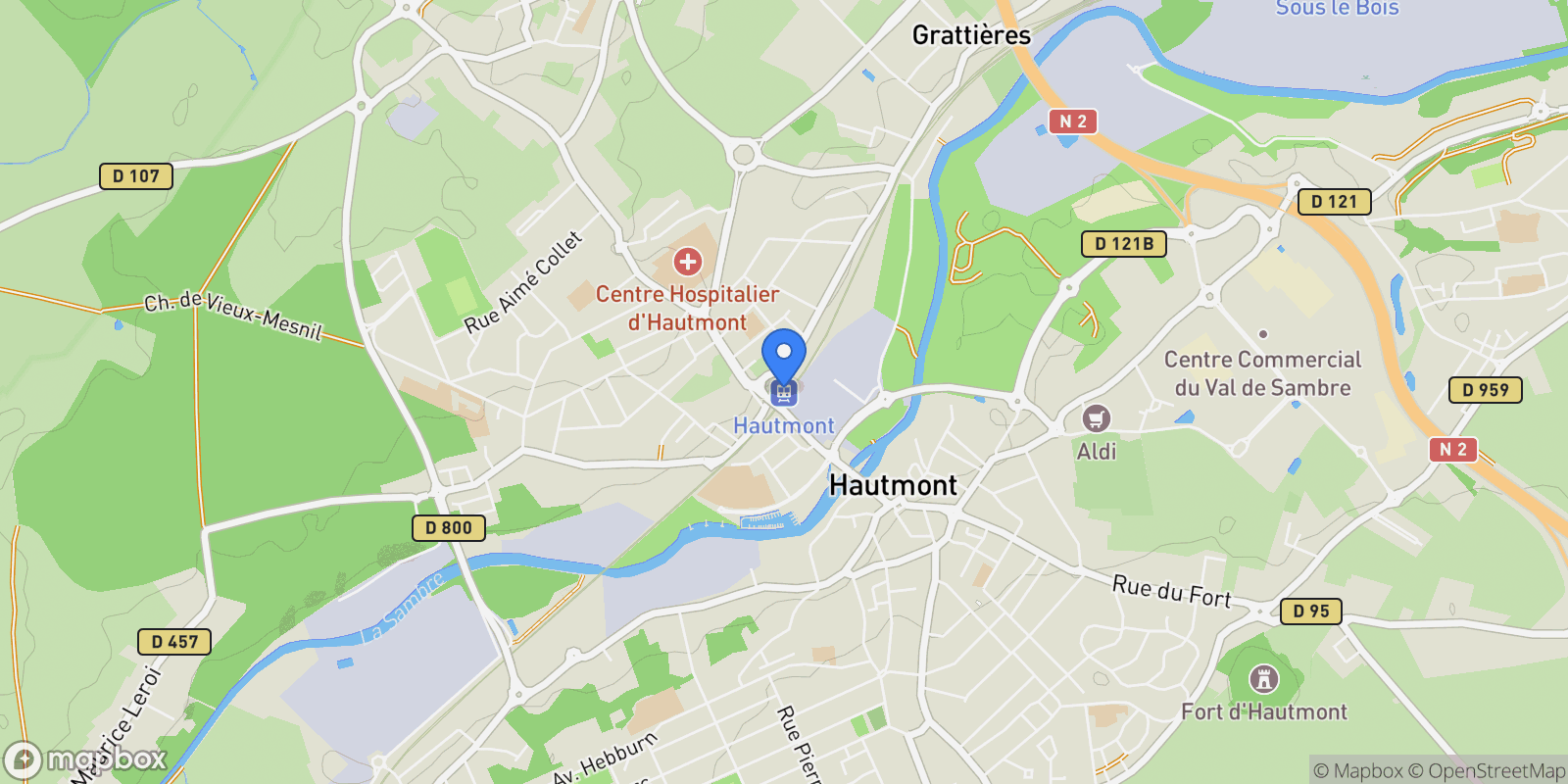 Map showing Hautmont, Hautmont, Hautmont, Hauts-de-France, France.