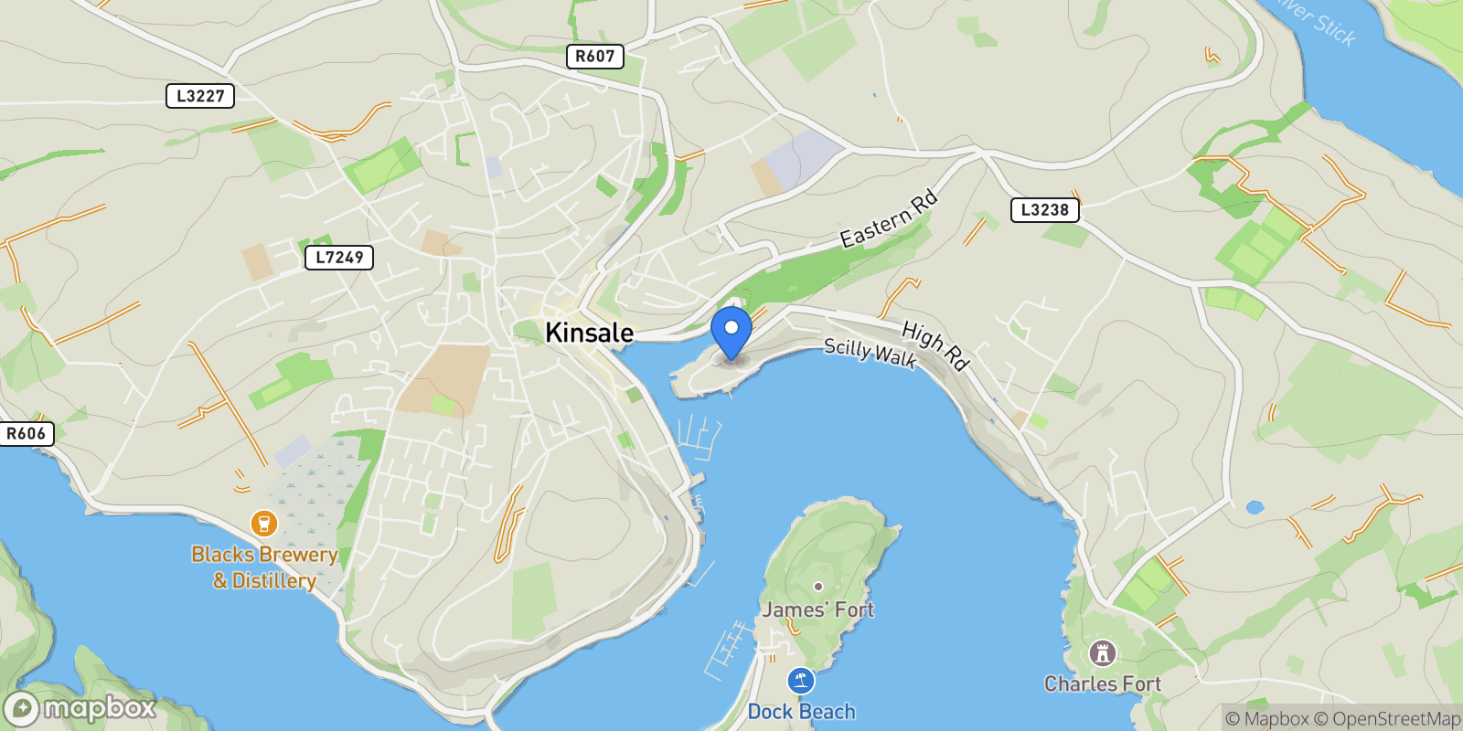Map showing Scilly, Co. Cork, Ireland, Kinsale, County Cork, Ireland.