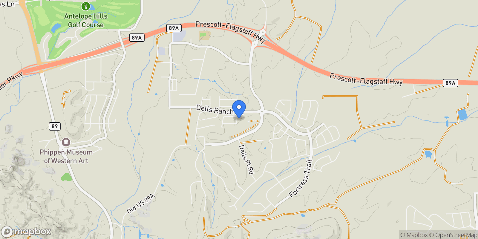 Map showing 5265 Vista Overlook Trail, Prescott, Arizona, United States.