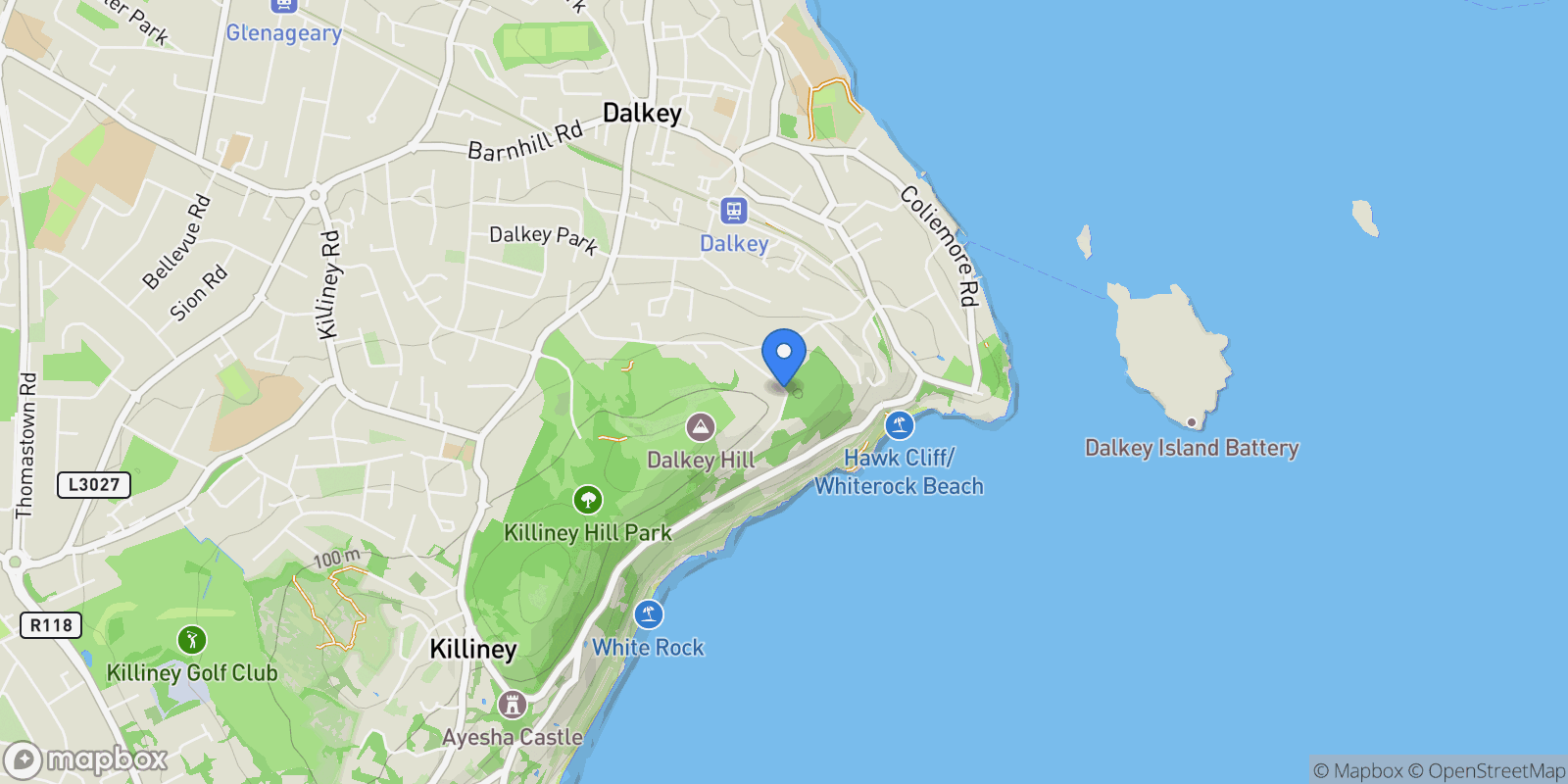 Map showing Torca Lodge, Torca Road, Dalkey, Co. Dublin, A96 C968, Dublin, County Dublin, Ireland.