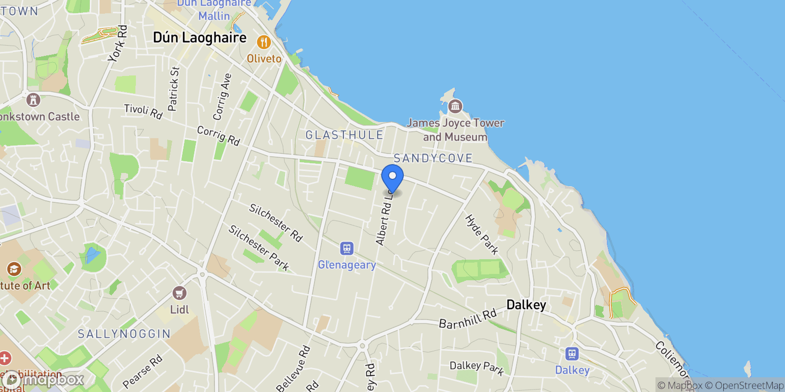Map showing 70 Albert Road Lower, Sandycove, Co. Dublin, A96 E0W4, Dublin, County Dublin, Ireland.