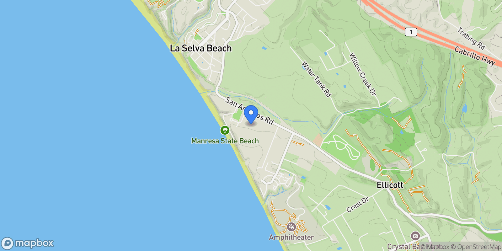 Map showing 112 Holiday Drive, Watsonville, California, United States.