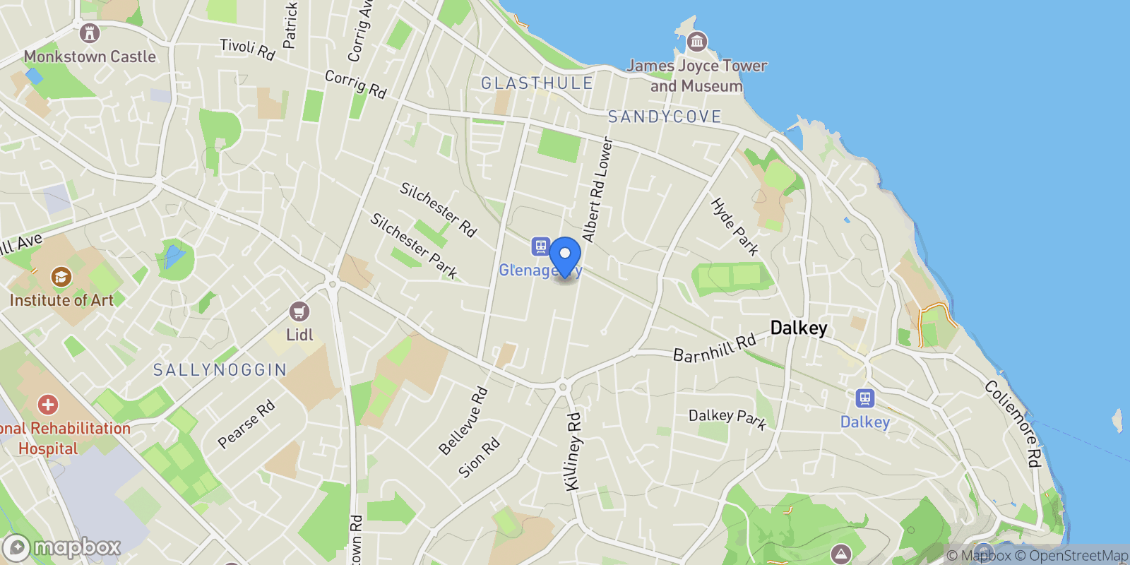 Map showing 3 Beeches Park, Glenageary, Co. Dublin, A96 W9V6, Dublin, County Dublin, Ireland.