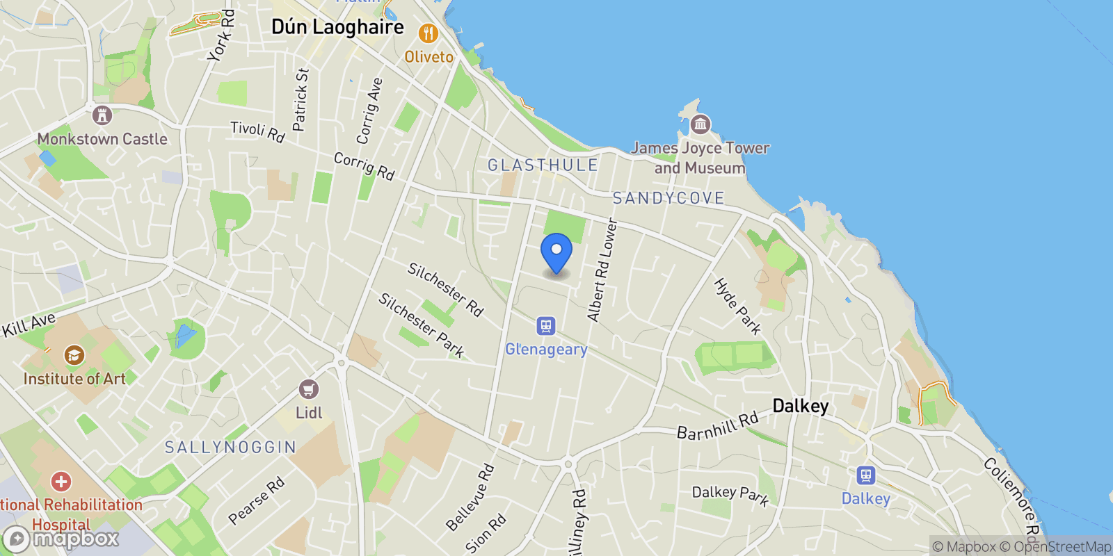 Map showing 21 Villarea Park, Glenageary, Co. Dublin, A96 V6Y8, Dublin, County Dublin, Ireland.