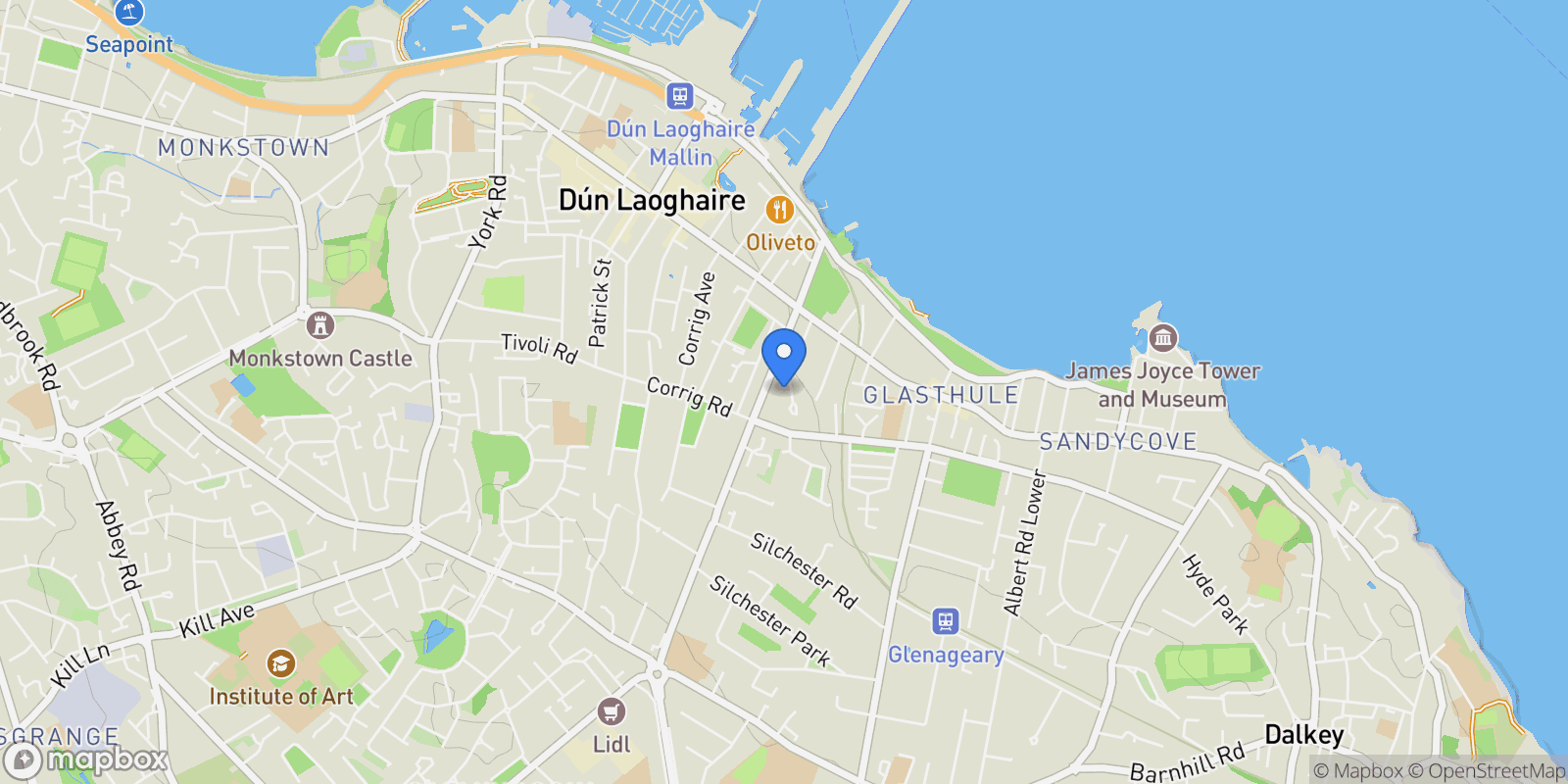 Map showing 3 Granite Hall, Dun Laoghaire, Co. Dublin, A96 DC85, Dublin, County Dublin, Ireland.