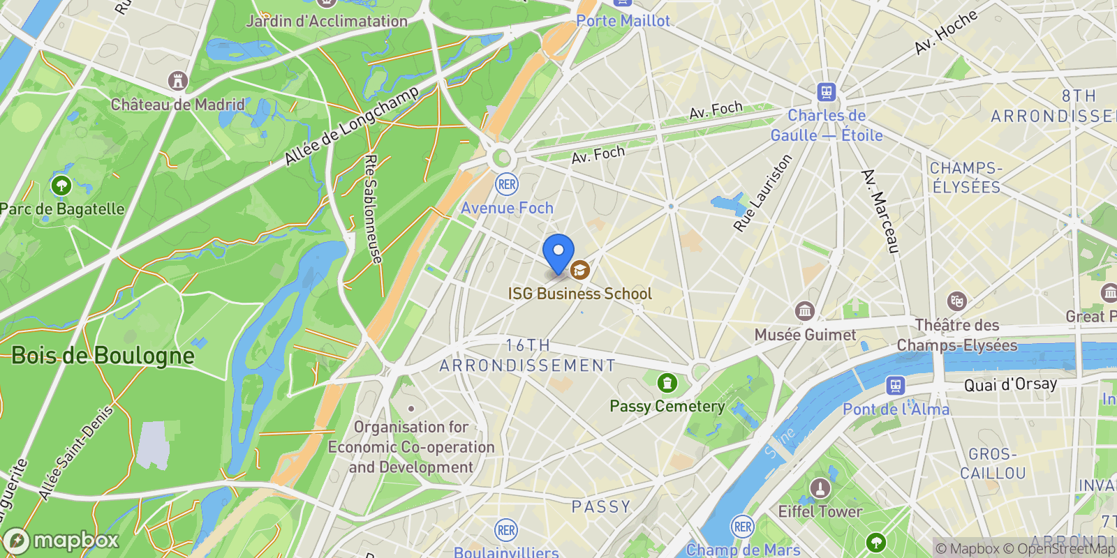 Map showing Av. Victor Hugo, 75016 Paris, France, Paris, Île-de-France, France.