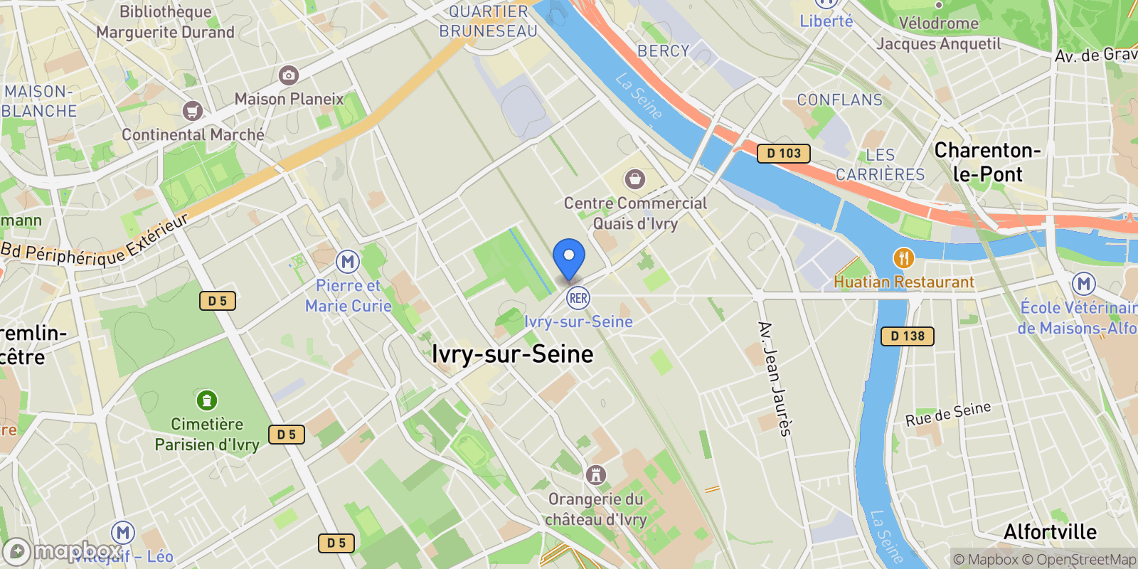 Map showing Ivry-sur-Seine, Île-de-France, France.