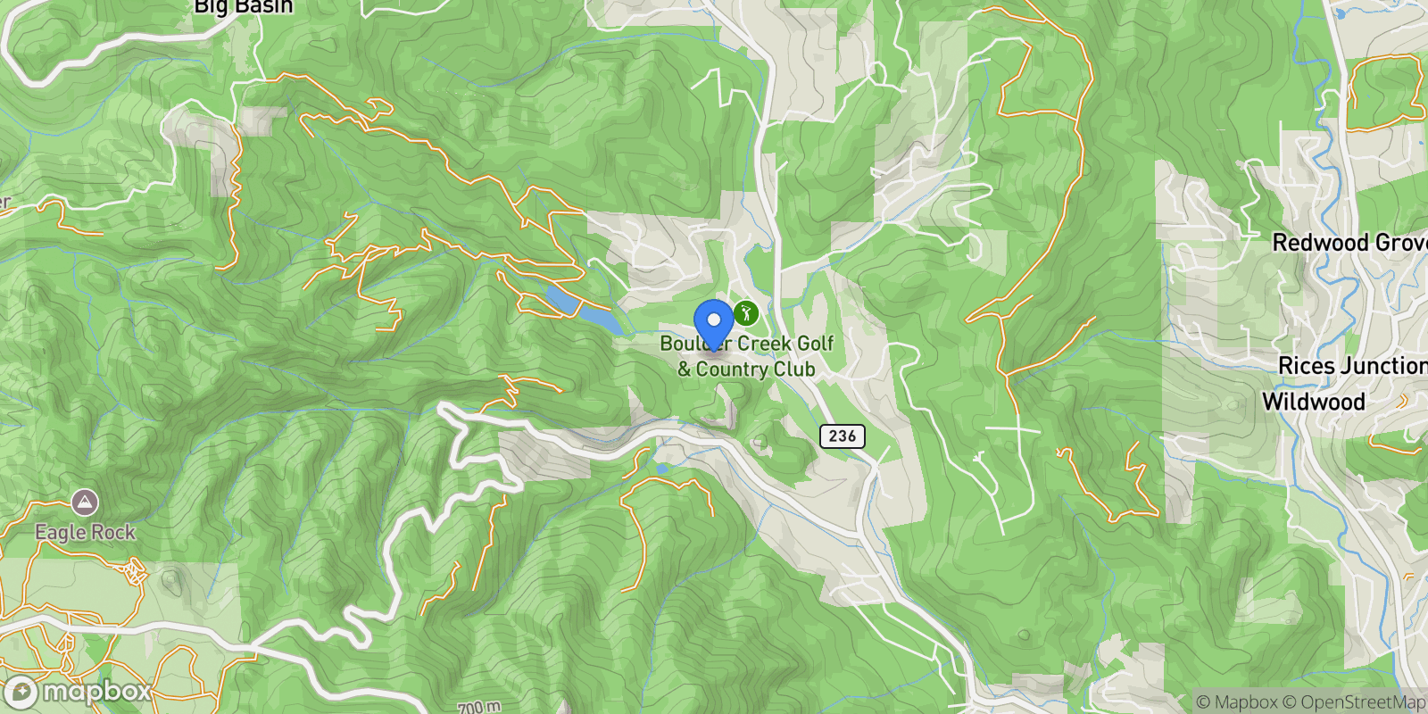 Map showing 341 Lake Drive, Boulder Creek, California, United States.