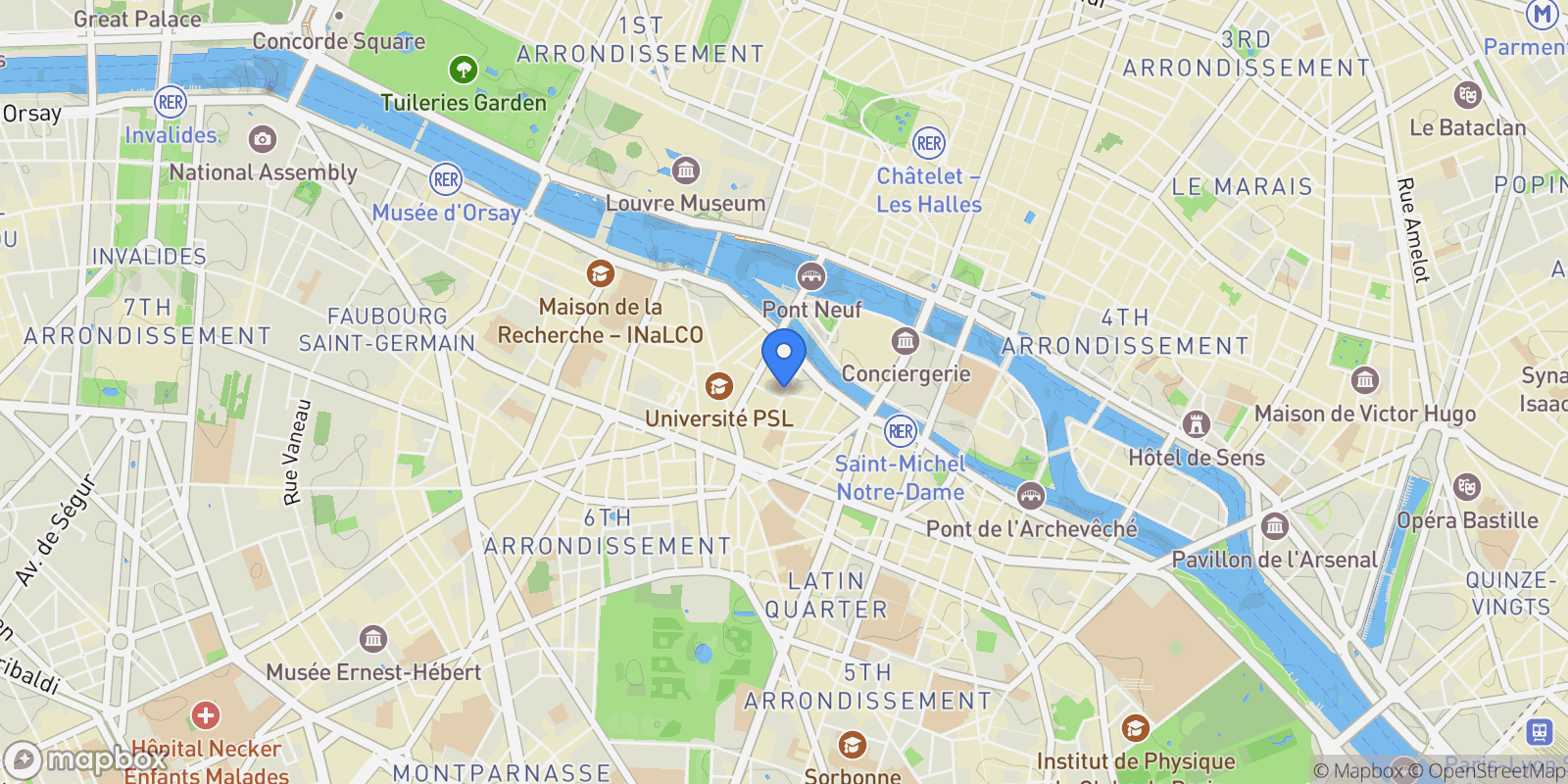 Map showing Paris, Île-de-France, France.