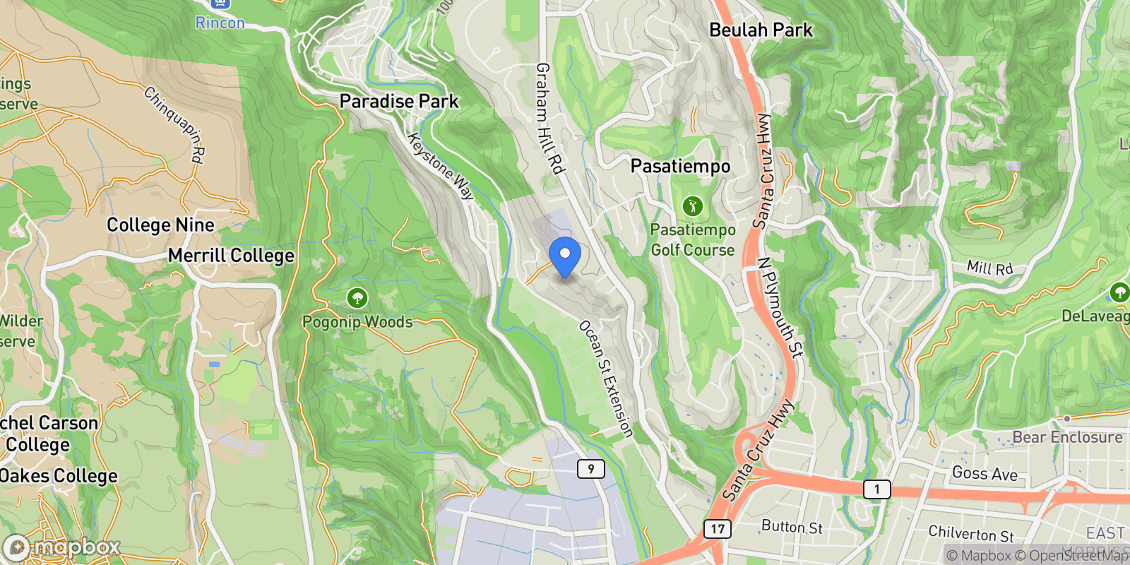 Map showing 2222 Ocean Street Extension, Santa Cruz, California, United States.