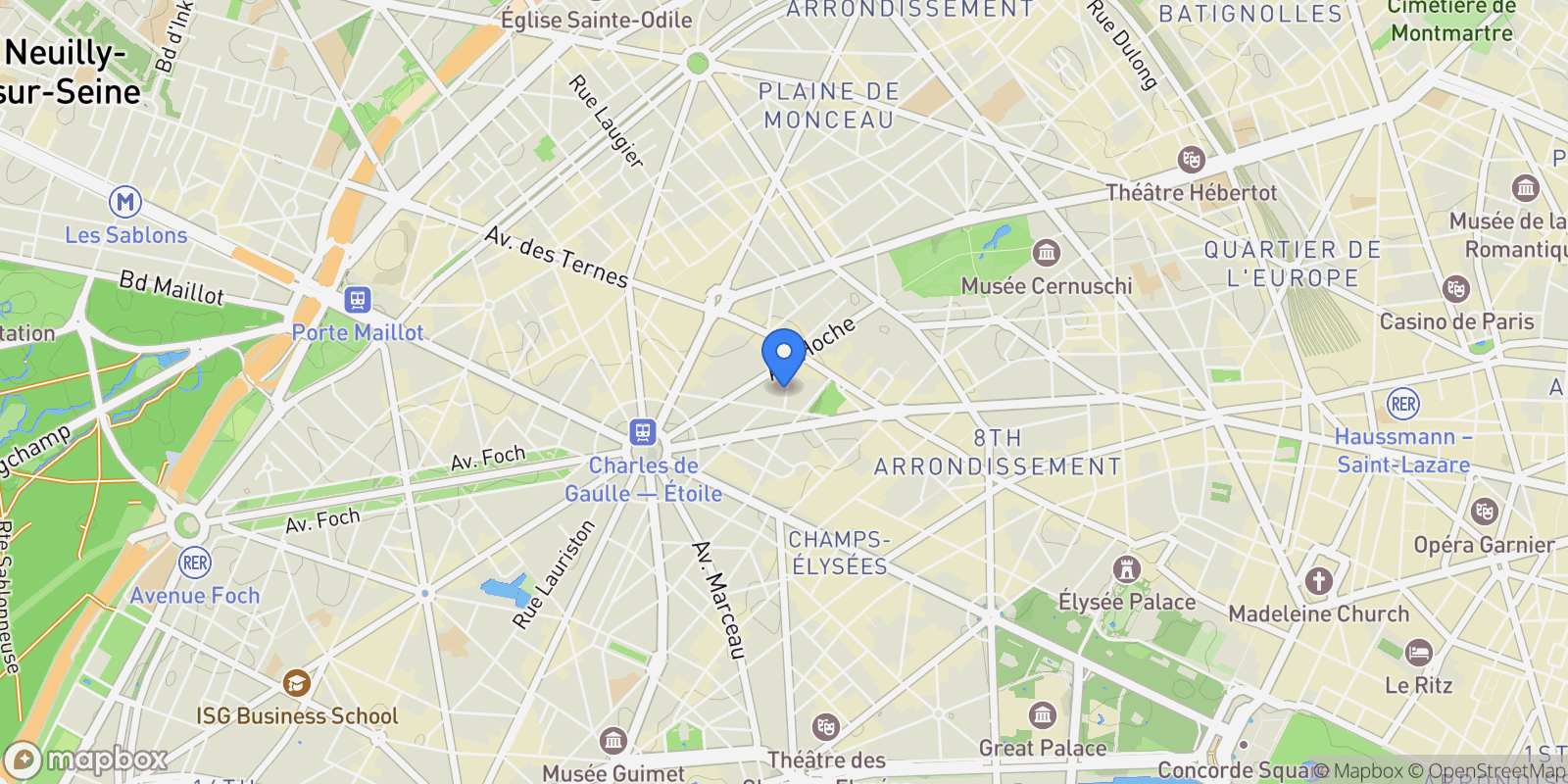 Map showing Paris, Île-de-France, France.