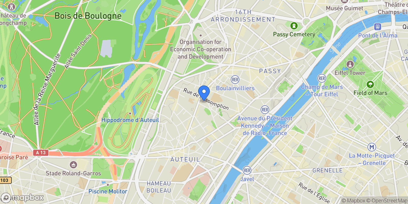 Map showing Paris, Île-de-France, France.
