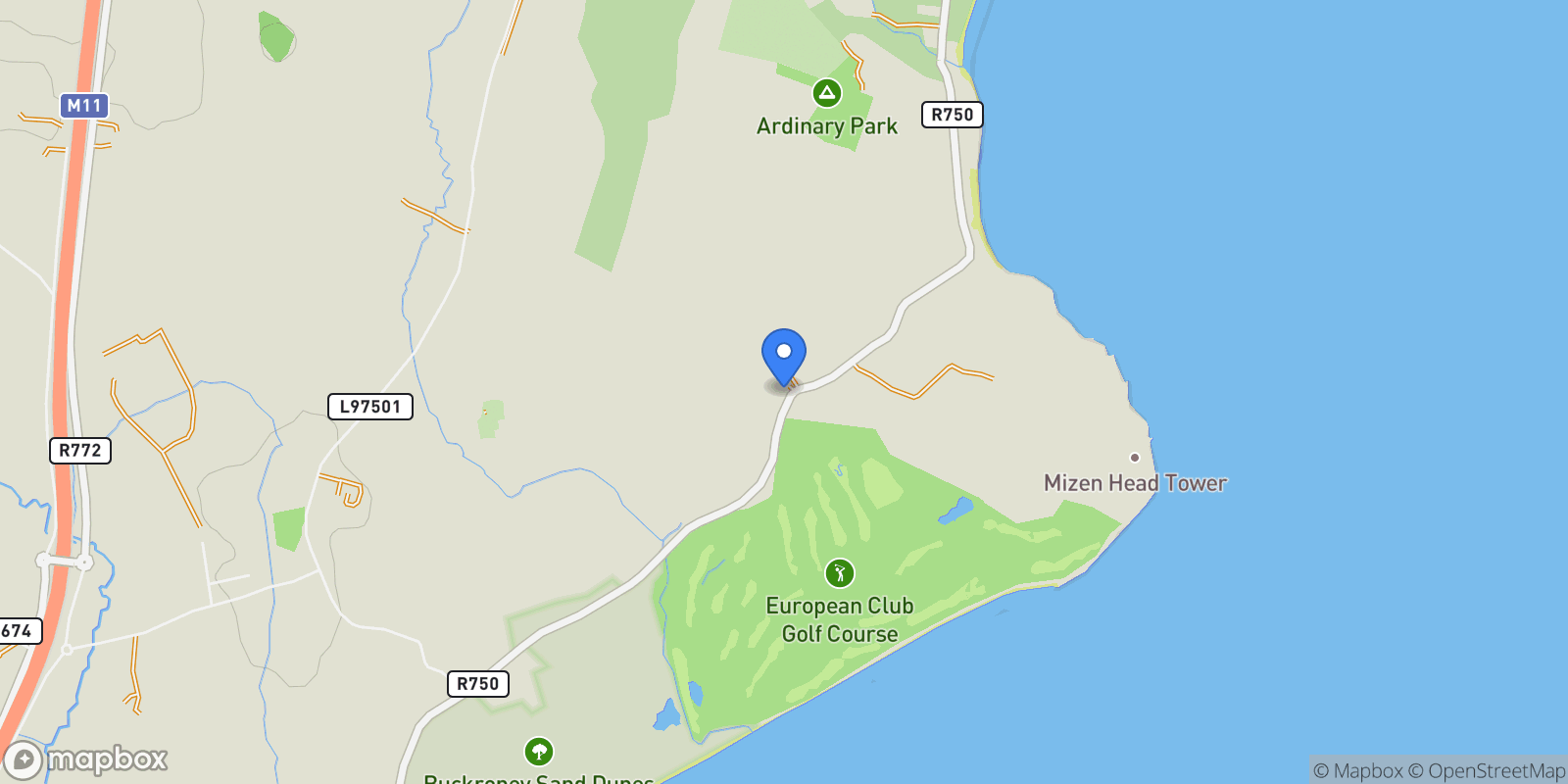 Map showing Blacksheep House Ardanary , Brittas Bay, WW A67 VW52, Brittas Bay, County Wicklow, Ireland.