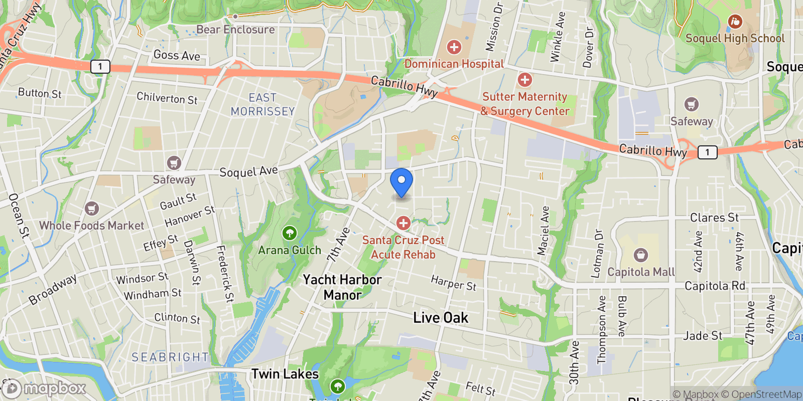 Map showing 1024 Webster Street, Santa Cruz, California, United States.