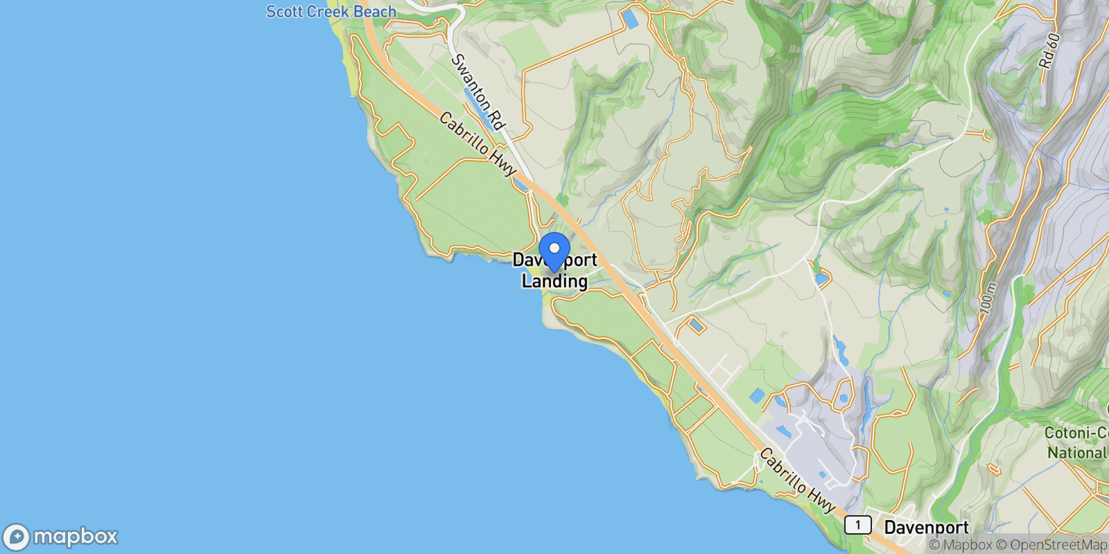 Map showing 275 Davenport Landing Road, Pescadero, California, United States.