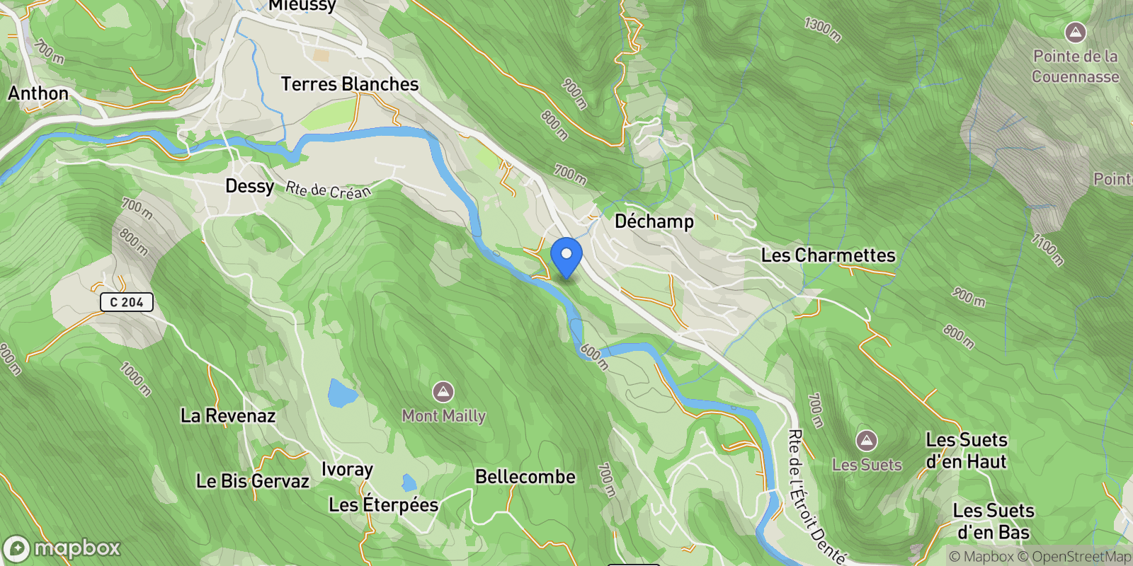 Map showing Mieussy, Auvergne-Rhône-Alpes, France.