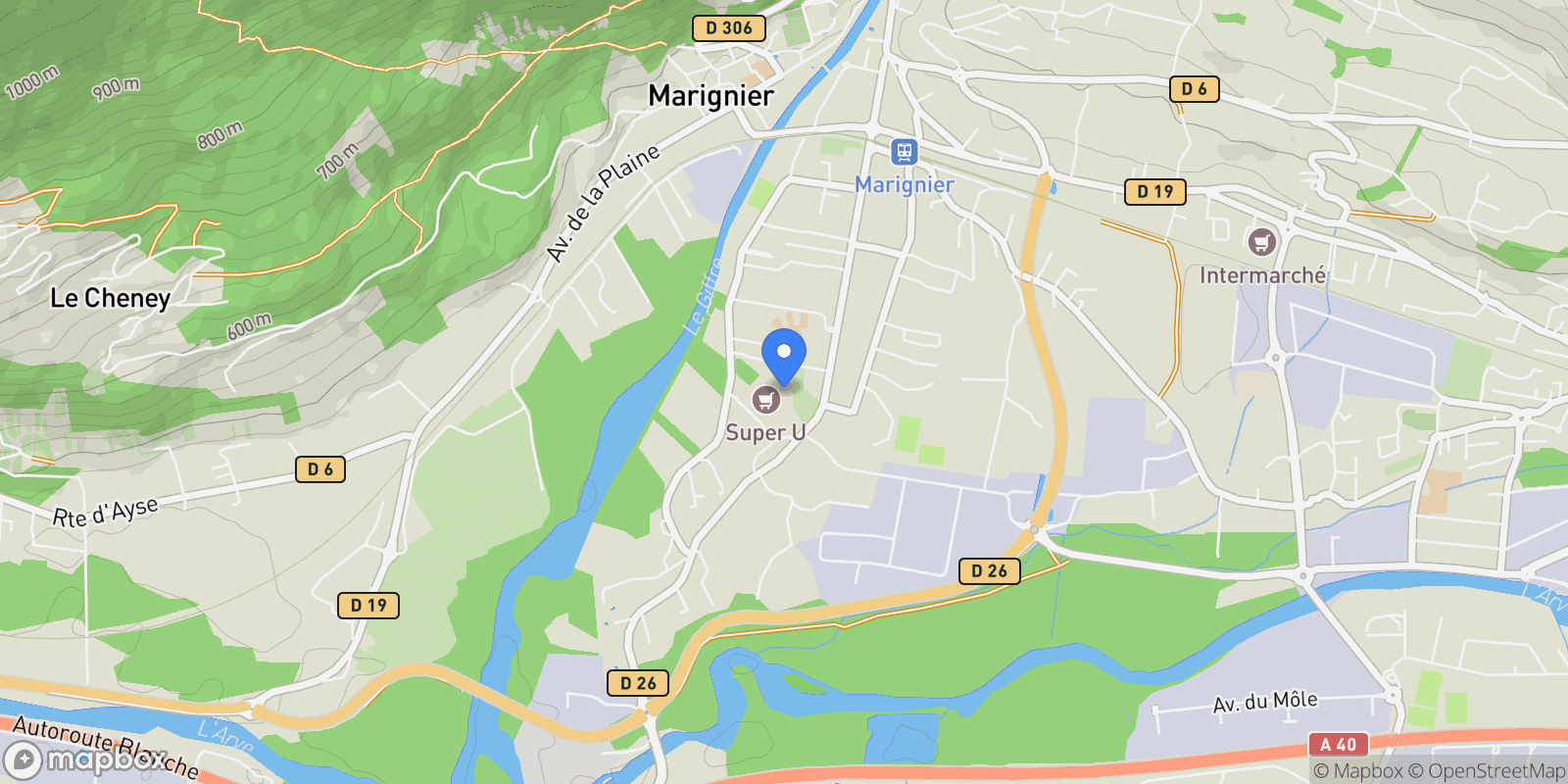 Map showing Marignier, Auvergne-Rhône-Alpes, France.