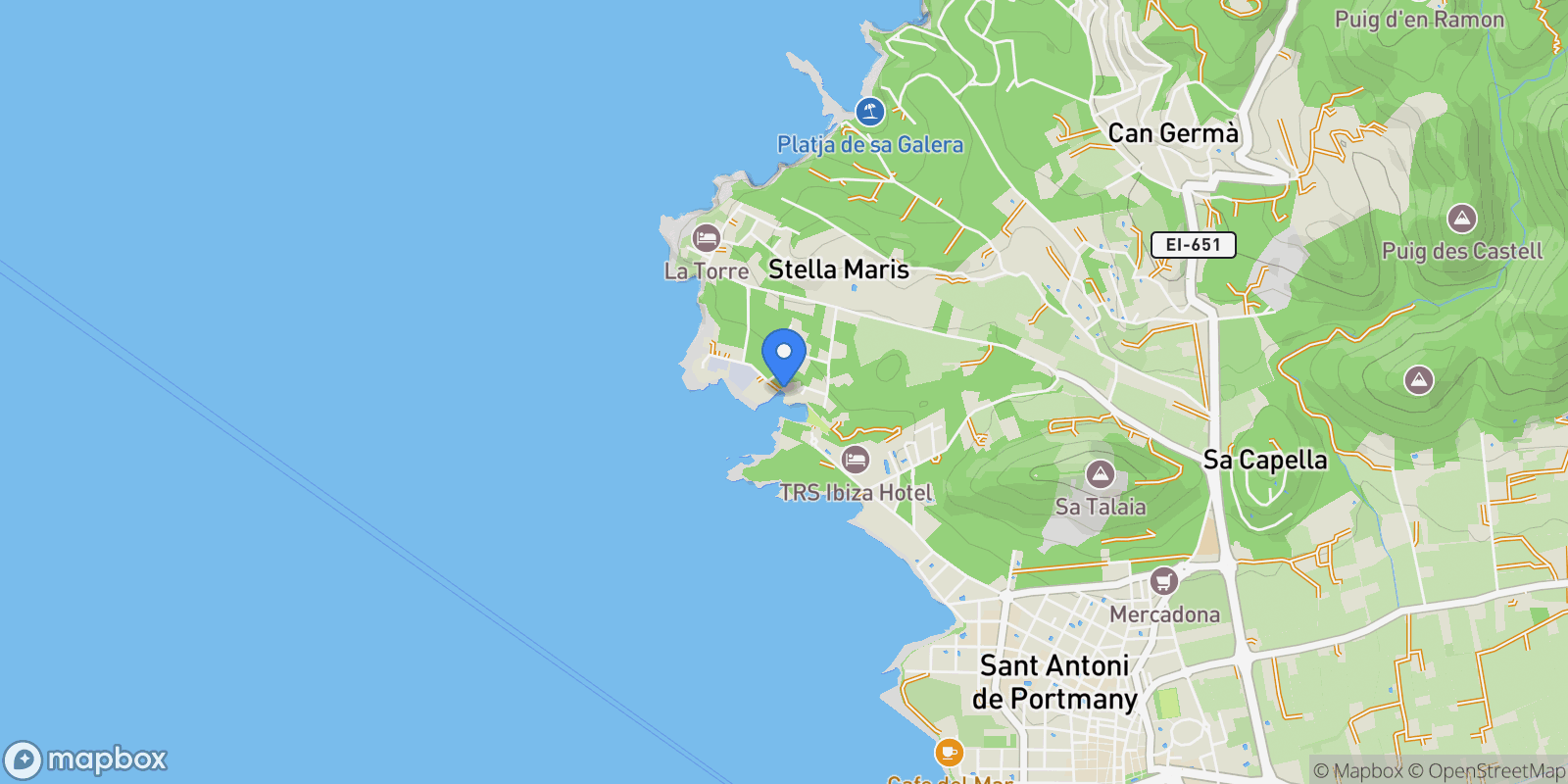 Map showing Cala Gracioneta, Cala Gracio, Illes Balears, Spain, Sant Antoni de Portmany, Balearic Islands, Spain.