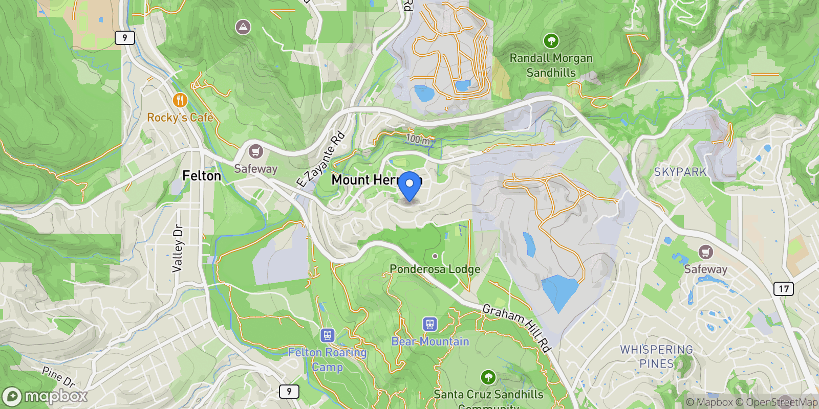 Map showing 44 Pine Avenue, Felton, California, United States.