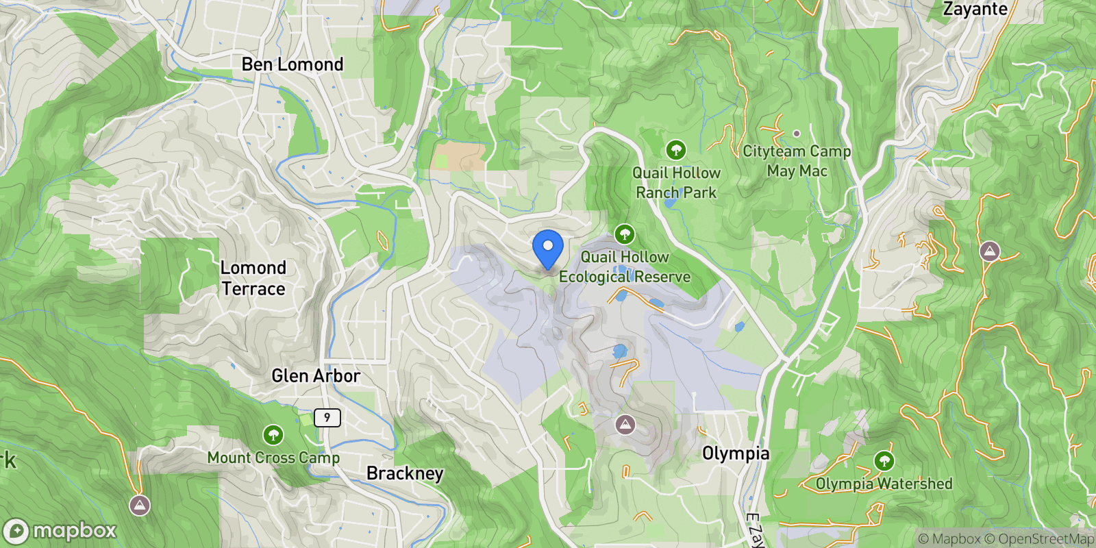 Map showing 407 Webster Drive, Ben Lomond, California, United States.
