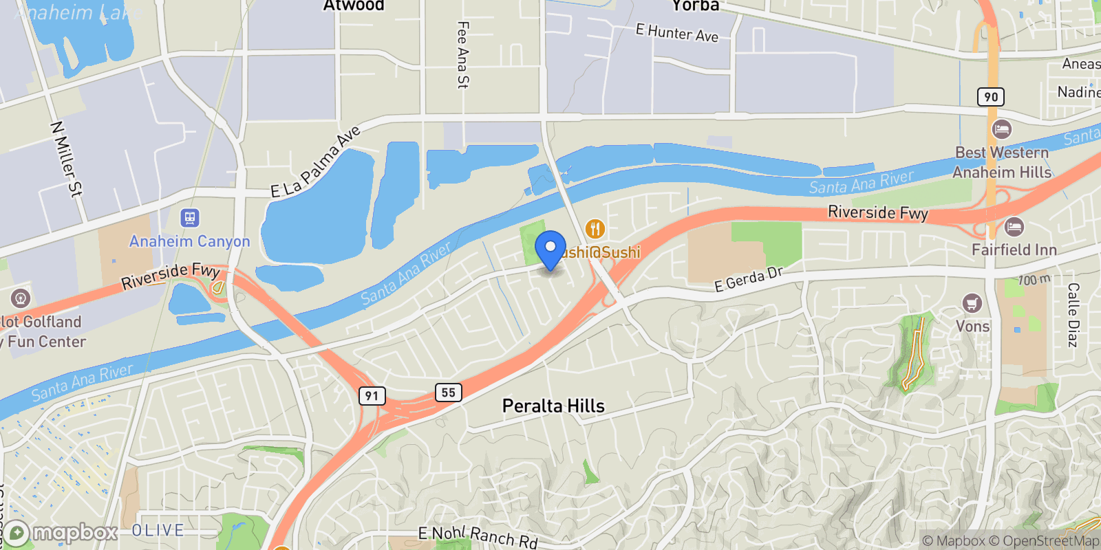 Map showing 321 N Starfire, Orange, California, United States.