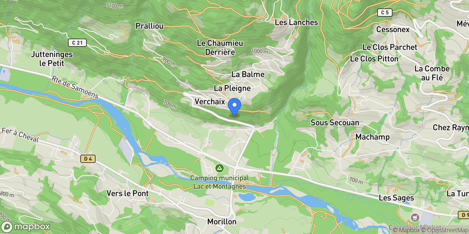 Map showing Verchaix, Auvergne-Rhône-Alpes, France.