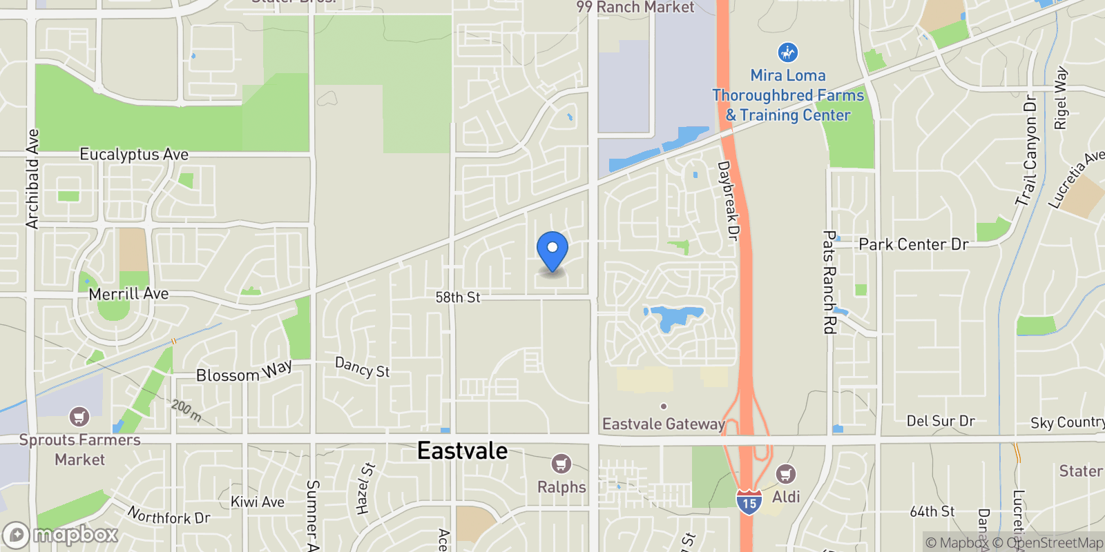 Map showing 12745 Longhorne, Corona, California, United States.